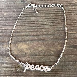 Vintage 2000s PEACE Crystal Letter Anklet Y2K